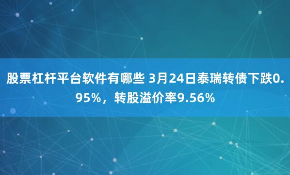 股票杠杆平台软件有哪些 3月24日泰瑞转债下跌0.95%，转股溢价率9.56%