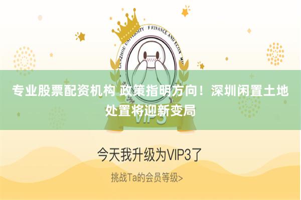 专业股票配资机构 政策指明方向！深圳闲置土地处置将迎新变局